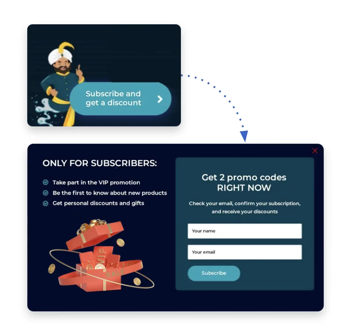 Приклад Welcome-віджета із кнопкою виклику Приклад Welcome-віджета із кнопкою виклику