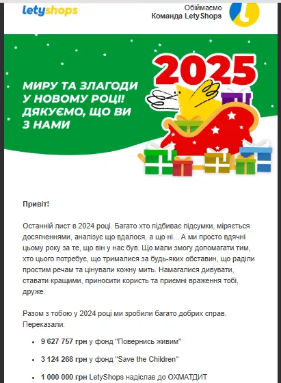 Підсумки року в новорічному листі Підсумки року в новорічному листі