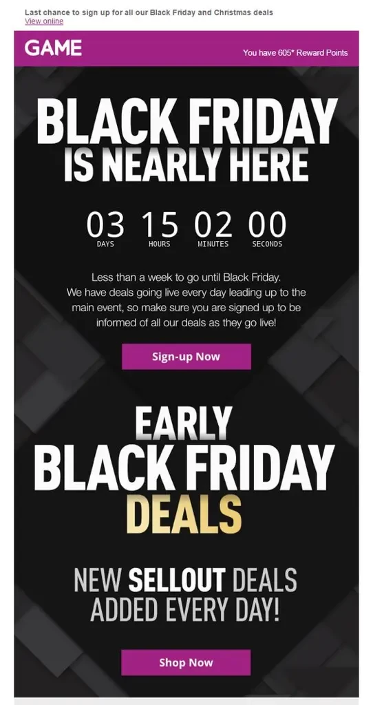 Лист з анонсом чорноп’ятничного розпродажу