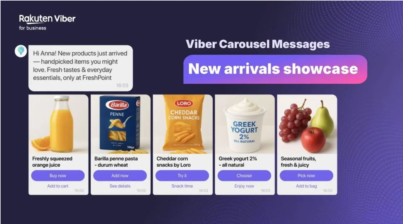 Приклад використання каруселі з сайту Viber Приклад використання каруселі з сайту Viber