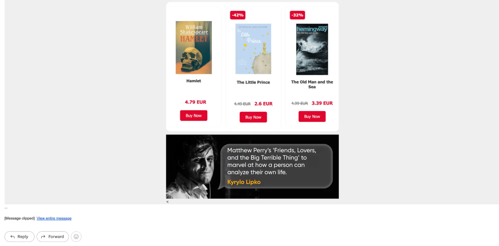 Пример того, как обрезка может испортить даже стильное письмо