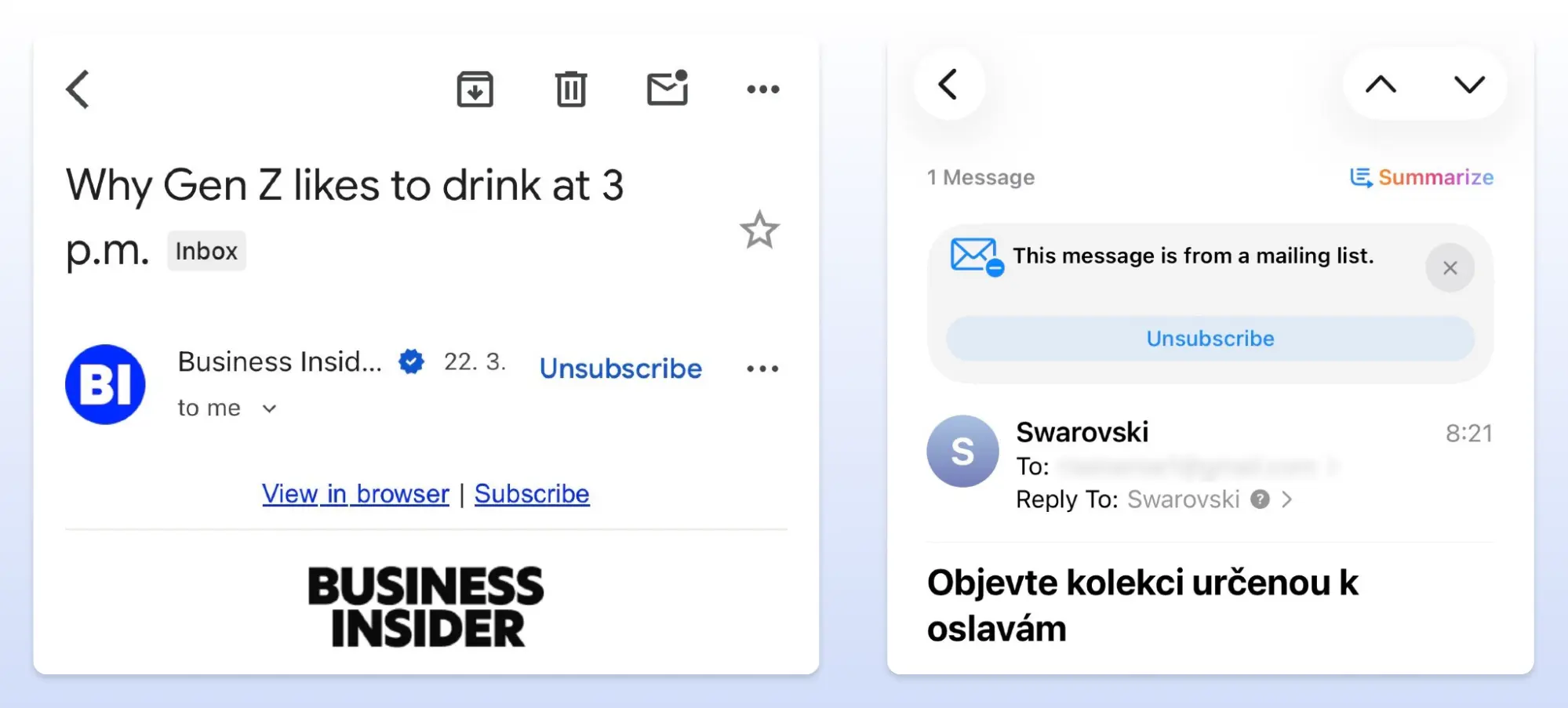 Кнопка “Отписаться” в шапке популярных email-приложений