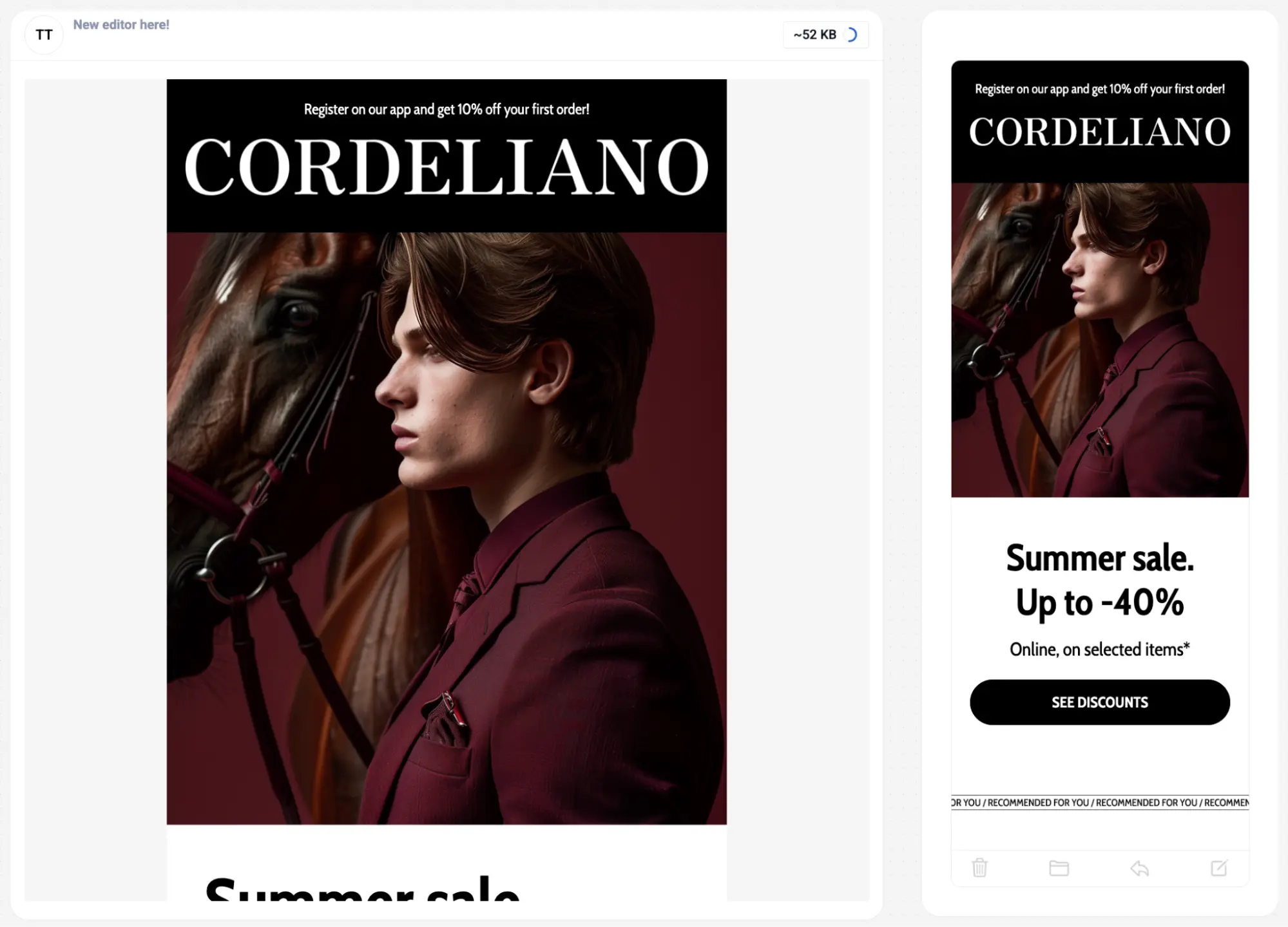 Предпросмотр письма в eSputnik