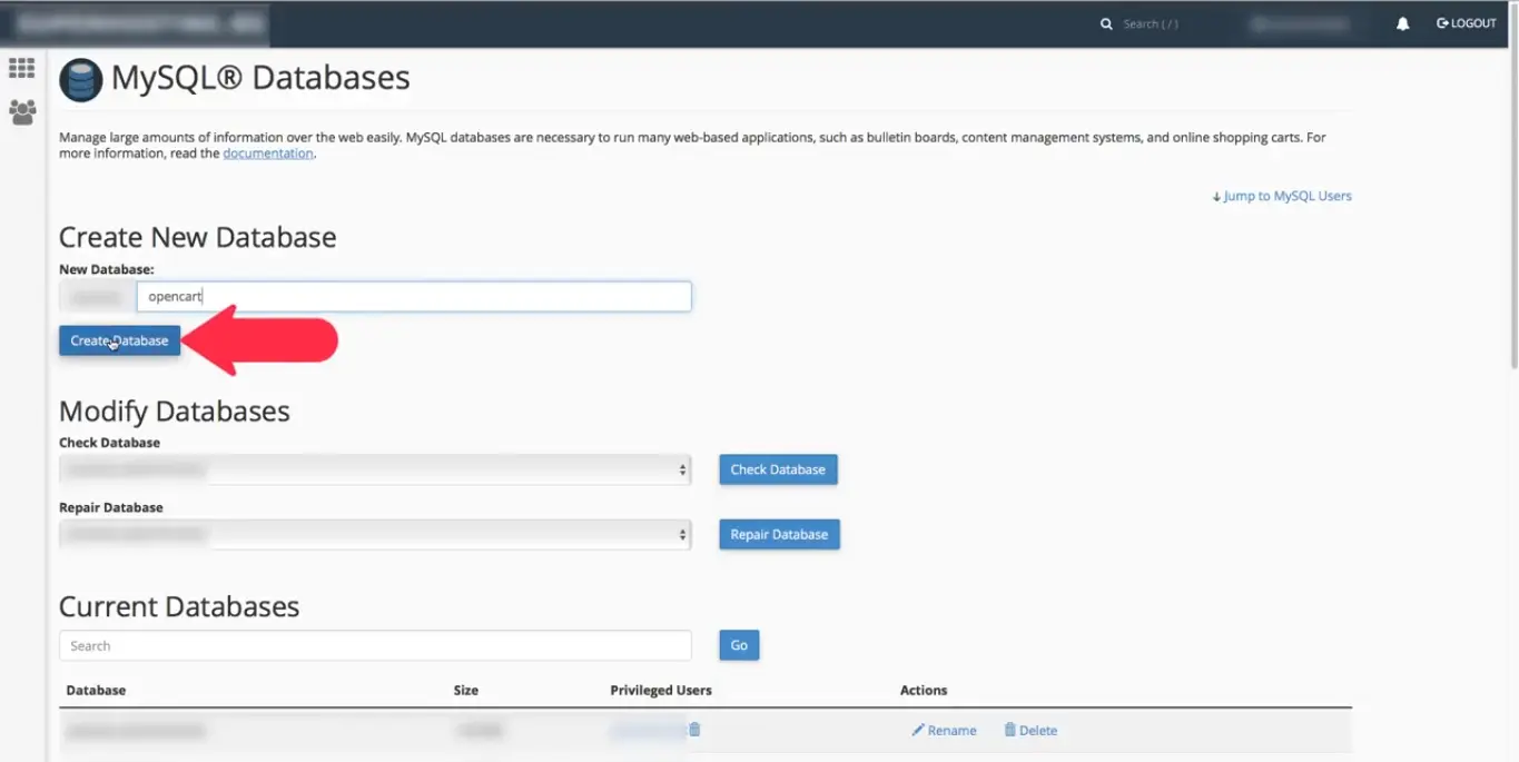 Процес створення бази даних MySQL