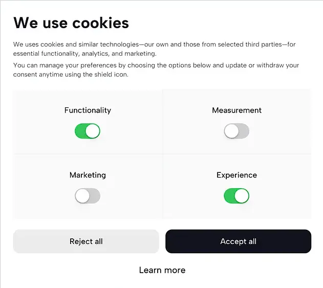 Пример баннера согласия на cookies