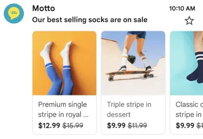 Приклад каруселі з цінами та назвами товарів