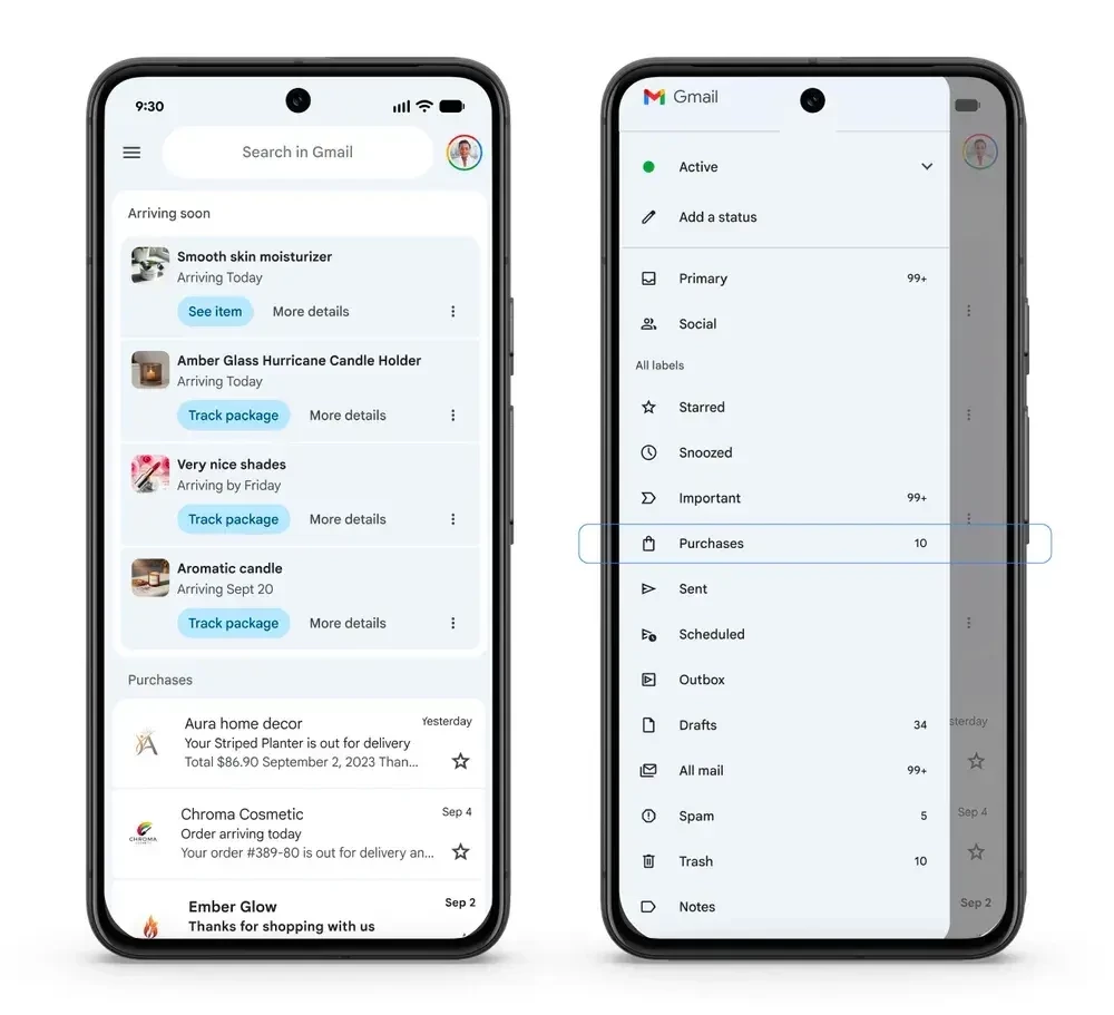 Раздел покупок в Gmail