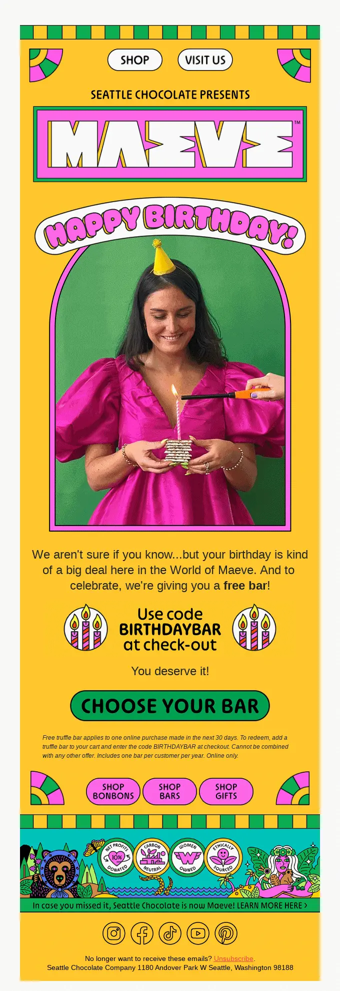 Приклад вітання з безкоштовним подарунком