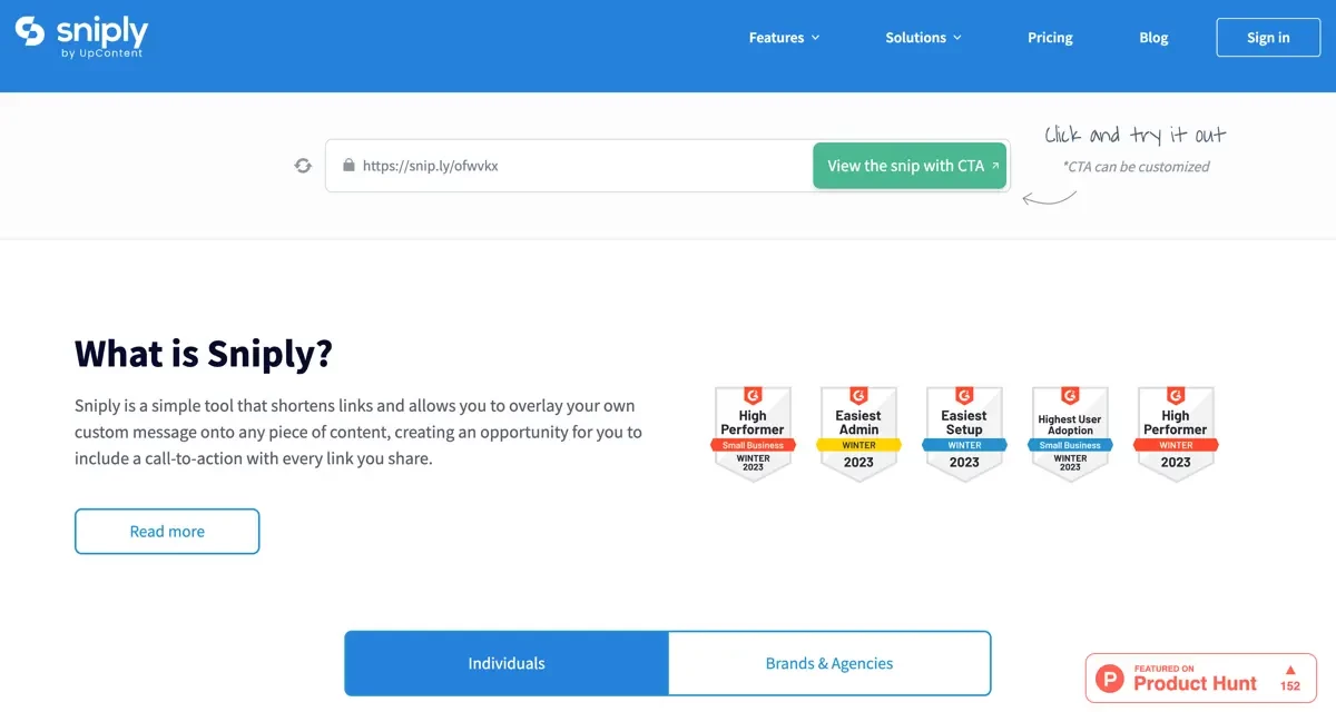 Функционал Sniply.io