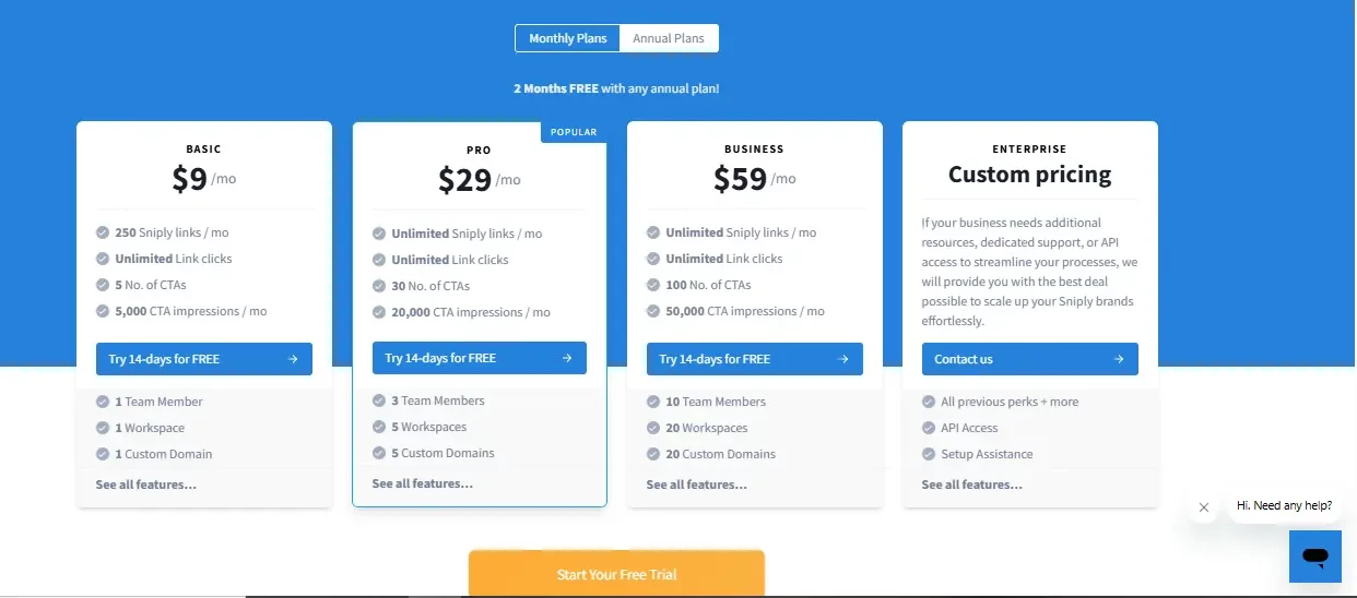 Тарифы Sniply.io