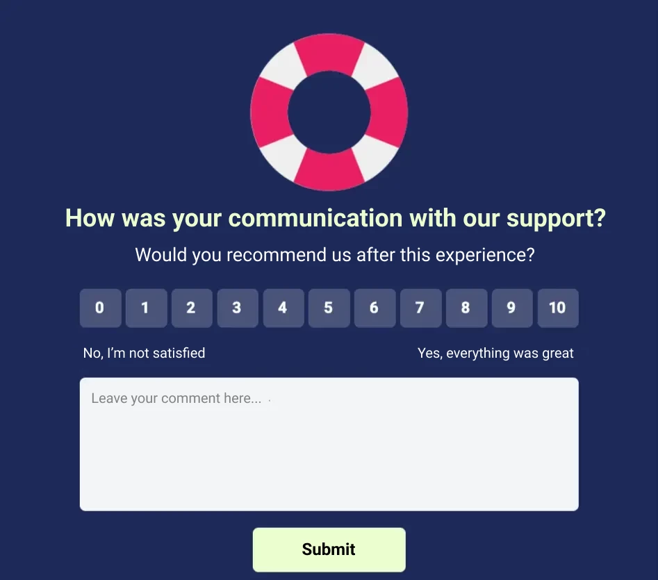Виджет NPS после общения с поддержкой