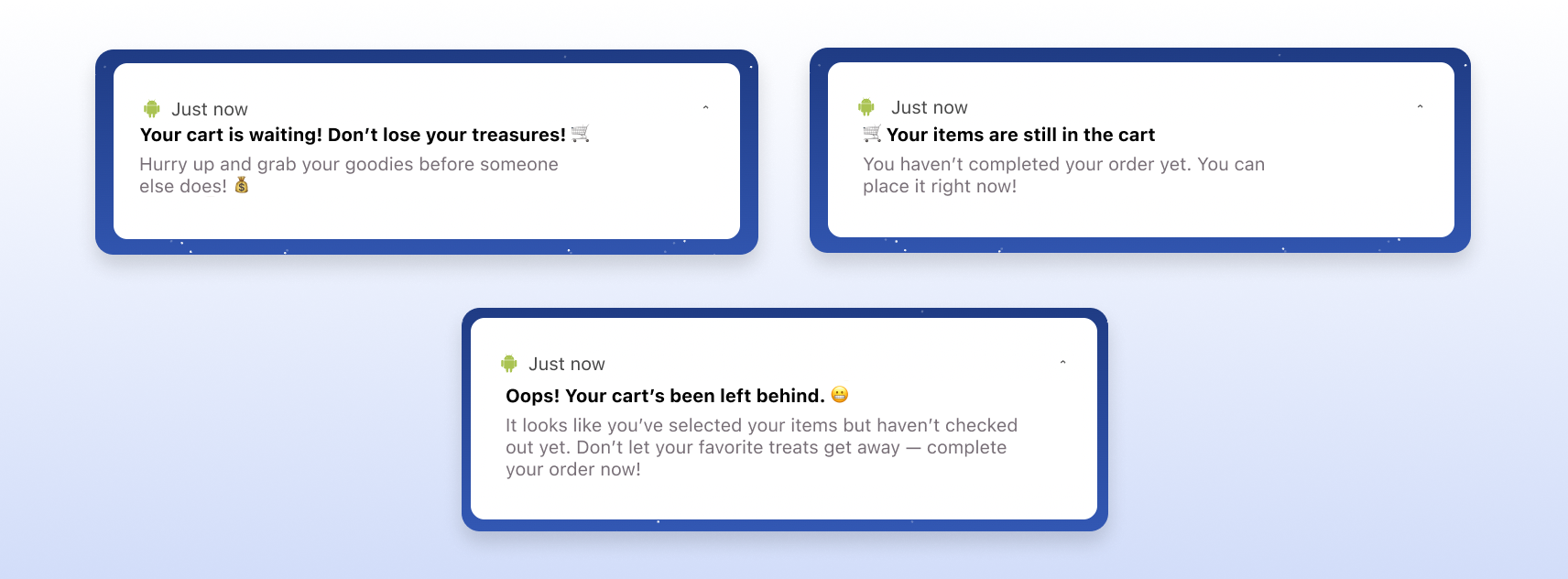 Мобильные пуши триггера “Брошенная корзина”