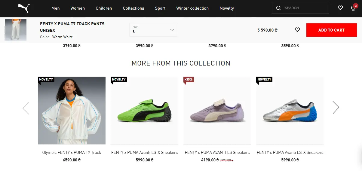 Пример рекомендательного блока на сайте – "Дополнить образ" Пример рекомендательного блока на сайте – "Дополнить образ"