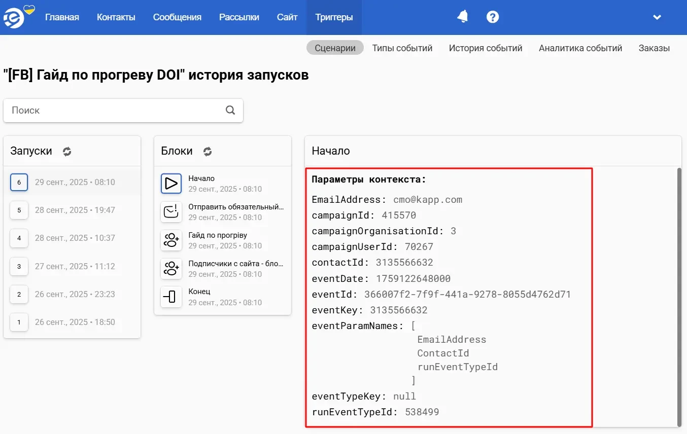 Контекст сценария