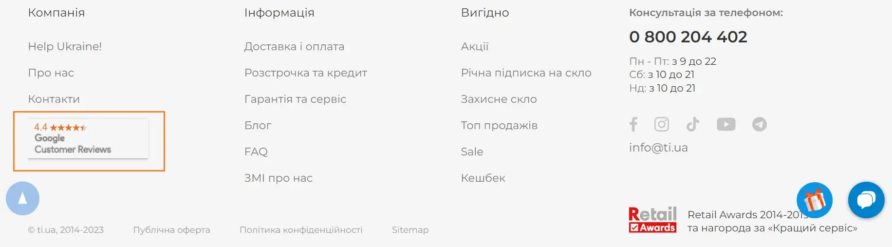 Рейтинг компанії та відгуки клієнтів