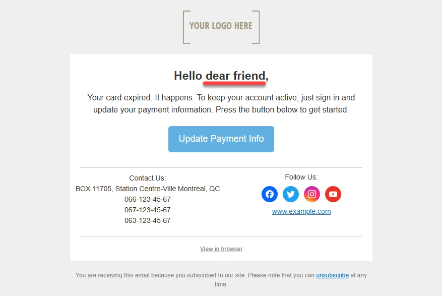 Альтернативний текст тегу, підставлений в повідомленні