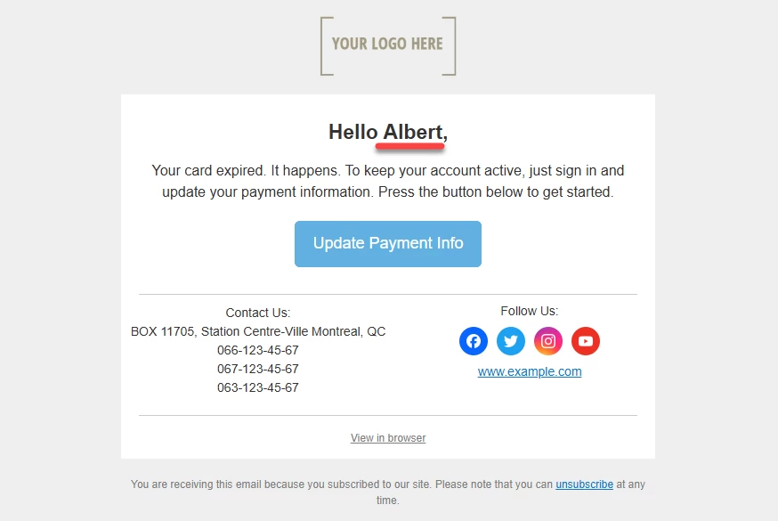 Значення, підставлене в повідомленні замість тегу персоналізації